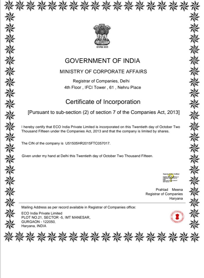 Corporation Certificate